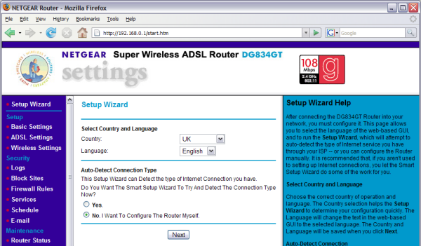 Netgear DG834GT Be Setup Router