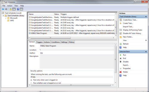 HG612 modem stats task scheduler