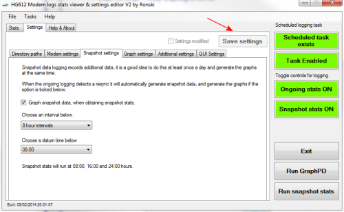 HG612 modem stats settings