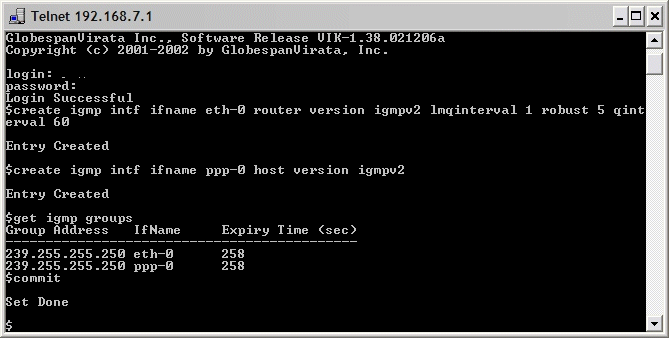 telnet igmp