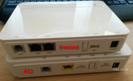 BT Openreach modems back view ECI Huawei